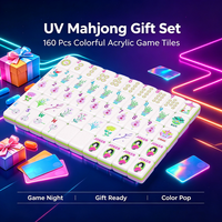 Ensemble de Mahjong en Acrylique Imprimé UV, 160 Tuiles Colorées avec Étui, Cadeau d'Anniversaire ou de Noël
