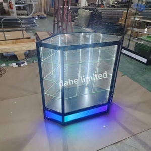 Vitrine de vitrine de vision supplémentaire de <span class=keywords><strong>luminaire</strong></span> de magasin de détail avec vitrine d'angle légère présentoir de comptoir en verre de magasin de fumée - Product Image 2