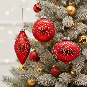 Ensemble <span class=keywords><strong>de</strong></span> 3 boules <span class=keywords><strong>de</strong></span> Noël en verre mat rouge avec branche blanche et strass, <span class=keywords><strong>d</strong></span>écorations suspendues pour arbre <span class=keywords><strong>de</strong></span> Noël, pour la <span class=keywords><strong>d</strong></span>écoration <span class=keywords><strong>de</strong></span> la maison et des fêtes - Product Image 3