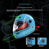 Casque de moto en fibre de verre rétro vintage à protection intégrale pour adulte, conçu sur mesure