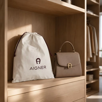 Pochette de rangement en sergé de coton avec cordon de serrage pour chaussures et cosmétiques, sac anti-poussière en coton pour chapeaux, vêtements et accessoires capillaires, personnalisable avec logo imprimé, OEM & ODM