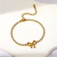 Pulsera de tenis de acero inoxidable PVD316 con circonitas, impermeable, chapada en oro de 18K, a la moda para mujer, venta al por mayor de fábrica