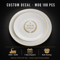 Assiettes en Porcelaine Fine Bord Doré 6, 7, 8, 10 Pouces pour Mariages et Restaurants – Vaisselle en Gros MOQ 100 Pièces