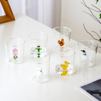 Tasse à café et à boisson en verre épais, écologique, résistante à la chaleur, design moderne tridimensionnel mignon et simple, avec poignée, pour usage au bureau