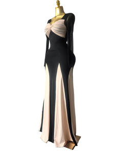 Stok iki renk uzun kollu kadın elbise örgü kavisli Maxi elbise artı boyutu Vestidos <span class=keywords><strong>M</strong></span>-2XL - Product Image 3