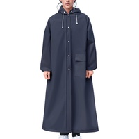 Regenmantel für Erwachsene, wiederverwendbarer PU-Poncho mit Kapuze, wasserdichter langer Regenmantel für Männer und Frauen, Outdoor-Camping