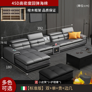 Echtes Ledersofa, Moderne Minimalistische Sofakombination, Vollständig Ausgestattete Möbel Kuhfell Wohnzimmer-Größe Kunstleder-Sofa - Product Image 3