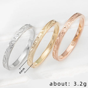 Anillos de Boda Clásicos F563, Oro Sólido de 18K, Diseño de Planta, Anillos Finos Unisex - Product Image 5