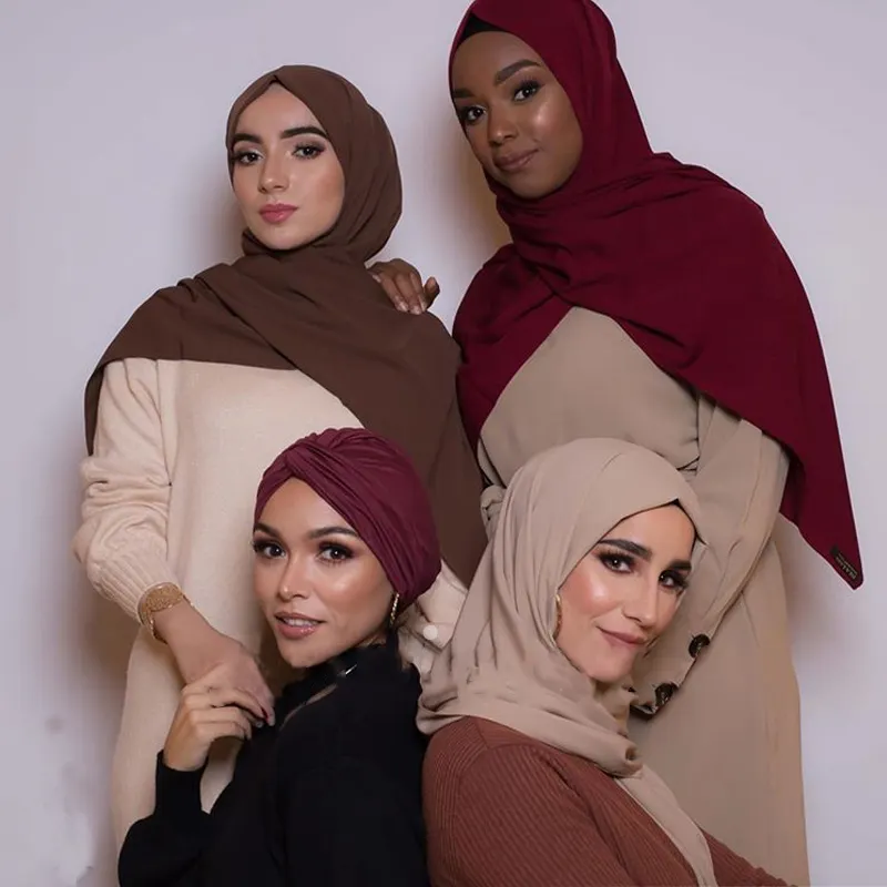 Sciarpe di moda Islam hijab increspato sciarpa di cotone antirughe tinta unita scialle musulmano donne calde di vendita