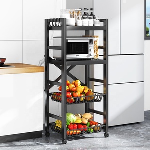 Meyve sebze kutusu organizasyonu için tekerlekler ile 5 katmanlı istiflenebilir Metal tel saklama sepetleri banyo ve mutfak rafı sepet - Product Image 6