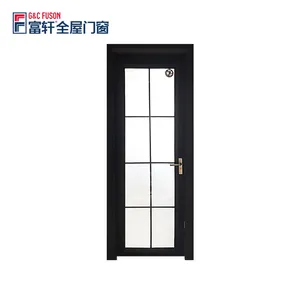 Fuson Tempered Glass Casement Door Aluminium Casement Door Interior Bathroom Swing Door With Private Label Wholesale