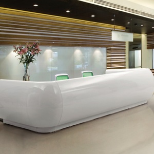 Hotel Modern Design Wood Beauty Salon Counter Front Desk <b>Table</b> <b>White</b> Reception Office Desk - Product Image 1