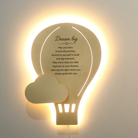 Lampe murale LED en forme de montgolfière pour chambre à coucher, lumière de nuit USB, décoration d'intérieur, lampe en bois pour enfants