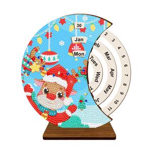 Thème de Noël créatif Diy Round Drills Diamond Art 3D Fun Calendar on Table - Product Image 1