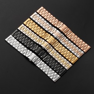 Upro Curved End Stainless Steel Band Solid <b>7</b>-Link <b>Watch</b> Bracelet Double Button Butterfly Clasp Strap 12 14 16 18 20 21 22mm - Product Image 3