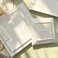Assiette en céramique blanche unie, sans danger pour les aliments, en porcelaine, passe au lave-vaisselle, passe au micro-ondes, pour la restauration et l'usage domestique