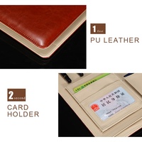 Carpeta de archivos de cuero Faxu, cartera, Compendio Padfolio con Bloc de notas A4, tarjeta y bolsillos para documentos, carpeta de anillas marrón con lazo para bolígrafo