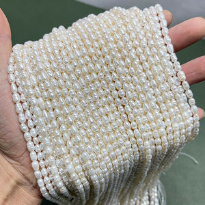 ไข่มุกน้ำจืดทรงบาร็อคธรรมชาติคุณภาพสูง JD ขนาด 4-5 มม. ร้อยด้วยด้าย รูปทรงเม็ดข้าวเล็ก สำหรับทำเครื่องประดับ - Product Image 4
