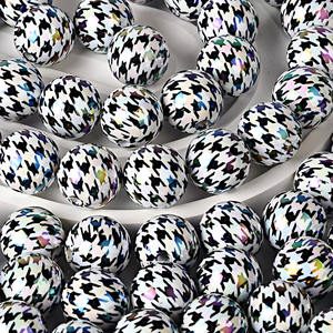 Accessoires DIY de 16 mm avec motif jacquard imprimé UV coloré et ornés de perles, tels que bracelets, stylos, porte-clés, chaînes de sac et autres articles. - Product Image 1