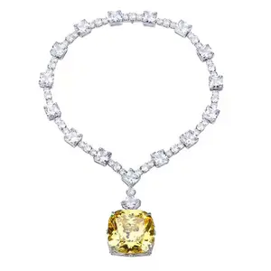 Conjunto de joias luxuoso de pedra preciosa, amarelo, prata esterlina 925, joias para mulheres
