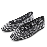 Ballerines plates en gros pour femmes, chaussures plates à strass, ballerines scintillantes, ballerines décontractées en maille à paillettes pour mariage