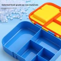 Boîte à bento portable en plastique, best-seller transfrontalier, cinq compartiments, capacité 1-2L ; forme rectangulaire ; boîte à lunch pour