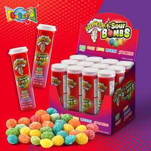 Caramelos Masticables Ácidos Tipo Skittles Warheads, Proveedor Directo OEM, 5 Sabores, Recubiertos de Azúcar Ácido, Tubo de 50g, Exhibición de Mostrador, Venta al por Mayor a Granel - Product Image 1