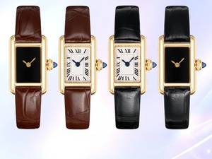 Montre vintage mini rectangulaire avec chiffres romains, montre-bracelet à quartz <span class=keywords><strong>saphir</strong></span> pour femme, bracelet en <span class=keywords><strong>cuir</strong></span> noir 24 mm, étanche - Product Image 1