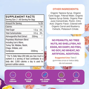 OEM Private Label Brain Booster Lions Mane <b>Gummies</b> with Reishi Shitake Ashwagandha Root <b>Mushroom</b> <b>Gummies</b> Supplement Support - Product Image 3