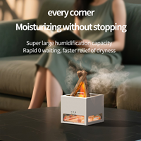 Diffuseur d'arômes créatif à effet feu de camp, humidificateur ultrasonique à brume fine, silencieux, 7 couleurs, flamme, pierre de sel de l'Himalaya, avec minuterie