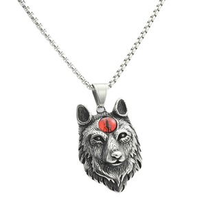 Collier en acier inoxydable avec pendentif tête de loup, bijoux de forme animale rétro punk pour hommes, cadeau 280520 - Product Image 5