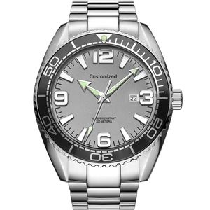 Montres pour hommes avec logo personnalisé OEM, super lumineuses, grand cadran, étanches à 100 m, cristal saphir, acier inoxydable, mécaniques - Product Image 4