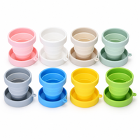 Gobelet pliable en silicone de qualité alimentaire, portable, pliable, pour voyager, pour se baverse de bain de bouche, avec couvercle, pour le camping, le café, le thé, logo personnalisé