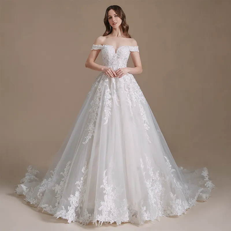 Jancember QW01005 럭셔리 새로운 디자인 아름답게 볼 가운 웨딩 드레스 신부
