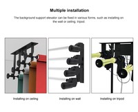 Support mural/plafond motorisé électrique pour 4 rouleaux de fond de photographie avec télécommande