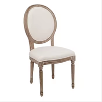 Chaise de salle à manger Louis antique en bois massif tapisserie d'ameublement de broderie rose avec chaise de mariage à dossier rond pour l'utilisation de meubles de maison