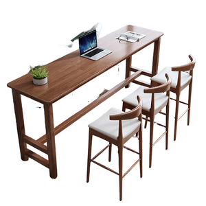 La table de comptoir de bar Design Sense en <span class=keywords><strong>bois</strong></span> massif à 6 places est une table à manger et un établi de style moderne et simple - Product Image 1