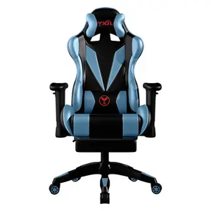 2024 Anji New Fashion Popular Sillar Gamer Height Adjustable Blue Rotating Lifting Gaming Chairs with footrest
