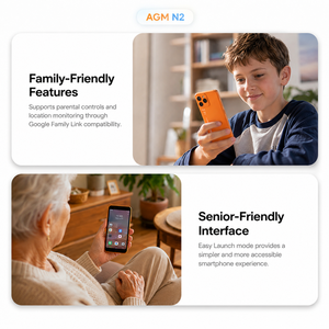 AGM N2 Octa Core QHD, Teléfono Móvil Android Pequeño, 16 GB, 4G LTE, Doble SIM, Batería de 3000 mAh, Tipo C, para Personas Mayores, Estudiantes y Viajeros - Product Image 3