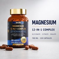 Capsules de complexe de magnésium 12-en-1 très vendues, améliorent la mémoire et le sommeil, 100 ml/flacon, 120 unités