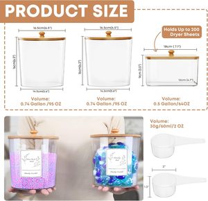 3 Pack Large <b>Plastic</b> Organizer Laundry Room Detergent Storage Organization and <b>Container</b> Jars with <b>Lids</b> - Product Image 2
