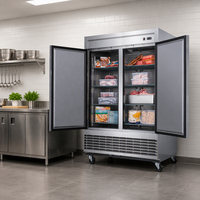 Réfrigérateur commercial électrique Wetruth à double porte, en acier inoxydable, homologué ETL, réfrigérateur vertical automatique