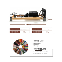 Reformer de Pilates en bois de hêtre avec poulie à corde chromée, articulations renforcées et barre de pied réglable pour studio professionnel