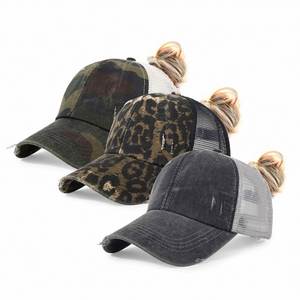 Casquette de baseball en coton respirant de haute qualité pour femme avec ouverture pour queue de cheval, casquettes à dos en maille pour femme - Product Image 6