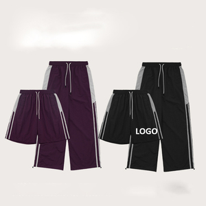 Hot Selling Custom Logo <strong>Men</strong> Patchwork Quick Dry <strong>Shorts</strong> <strong>Joggers</strong> Striped Wide <strong>Leg</strong> Pants Causal <strong>Men</strong> Sweatpants - Product Image 1