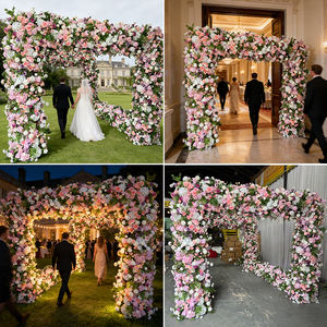 Arche de fleurs artificielles en soie rose et blanche romantique - Toile de fond idéale pour les mariages et les photos de rentrée scolaire - Product Image 2