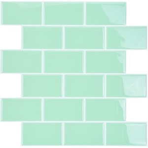 Stickers muraux <span class=keywords><strong>effet</strong></span> <span class=keywords><strong>carrelage</strong></span> vert imperméable auto-adhésif Peel Stick pour cuisine salle de bain dosseret facile à nettoyer décor moderne - Product Image 1