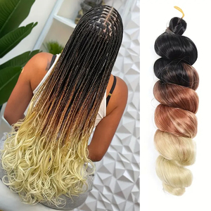 Pháp Curl bện Crochet tóc phong cách xoắn ốc Curl Tóc bó Bím Tóc mượt lỏng sóng tự nhiên đen bện tóc mở rộng - Product Image 1