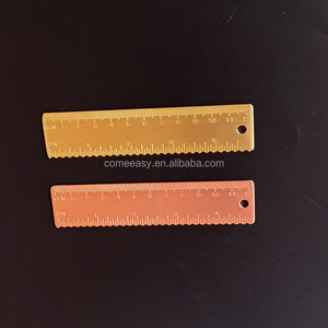 Regla de latón recta práctica de latón Vintage, marcapáginas de Metal de cobre escolar, escalas duales, regla pequeña de aspecto de latón de 12cm - Product Image 2