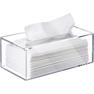 Custom Printed Tissue Holder Plastic Transparent Clear Cover Square Toilet Paper Acrylic Tissue Box